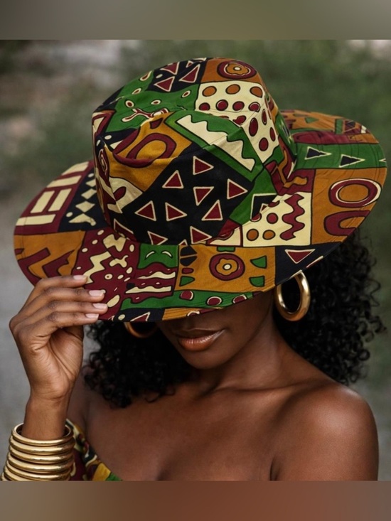 K-k vogues Accessories - African Print Bucket Hat Wax Style Colorful Sun K-K Vogues Green, Brown & Black